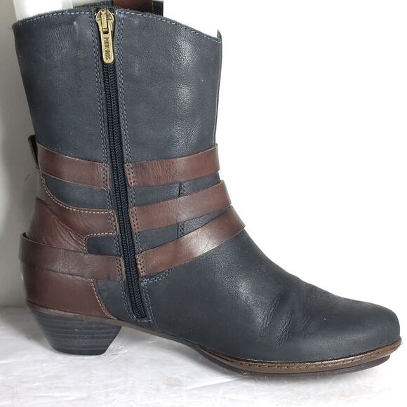 PIKOLINOS Women's Brujas EU38 US7-7,5 Black Leather Buckle Strappy Ankle Boots - Picture 6 of 13